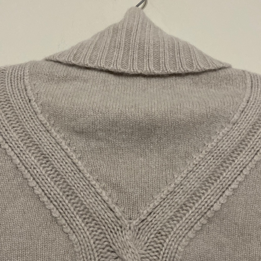 Lafayette 148 NY women fisher sweater turtleneck 100% cashmere M beige fall lux - Picture 4 of 11